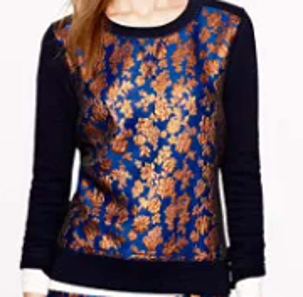 J.Crew Metallic Brocade Floral Crewneck Sweatshirt sz S